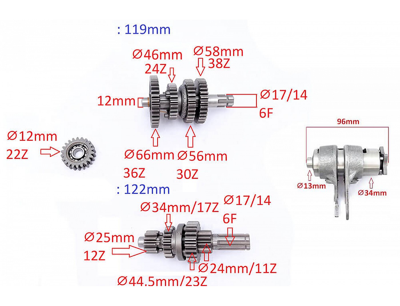 Spare Parts for 110cc, 125, 150cc Quads Nitro Motors Gearbox