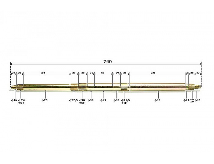 Achteras 74cm voor 110, 125, elektrische quad