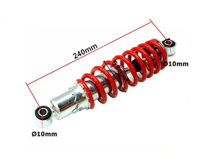 Schokbreker achter 240mm voor 110, 125, elektrische quad