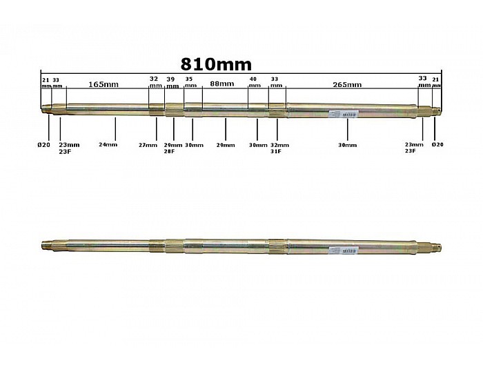 Achteras 81cm  voor 110, 125, elektrische quad