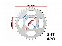 Hinteres Kettenrad 420 34T für 110, 125, Elektro Quad Bike, Cross