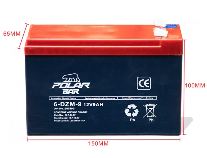 Gel batteri 12V 9Ah 6-DZF-9 för elfordon