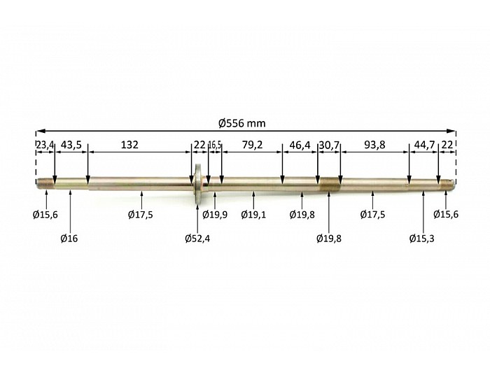 Rear Axle for 49cc, Electric Mini Quad