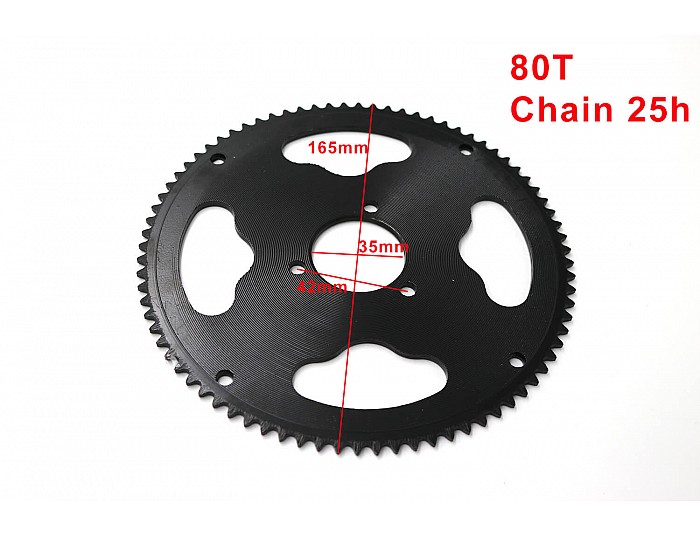 Achtertandwiel 80T 25h voor 49cc, Elektrisch Mini Crosser
