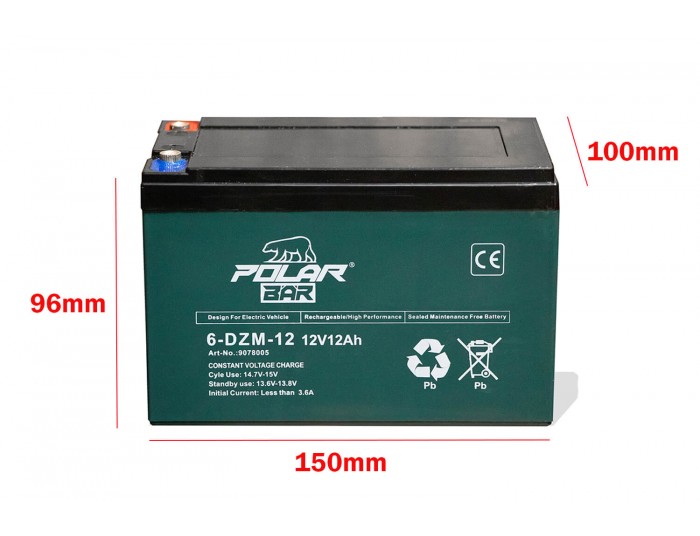 Batterie au gel 36V 12Ah 6-DZM-12 pour véhicules électriques