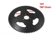 Rear Sprocket 74 Tooth T8F for 49cc, Electric Dirt Bike Mini Quad Pocket Bike