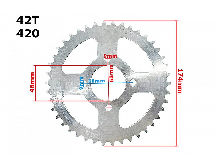 Hinteres Kettenrad 420 42T für 110, 125, Elektro Quad Bike, Cross