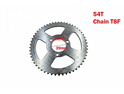 Rear Sprocket 54 Tooth T8F for 49cc, Electric Dirt Bike Mini