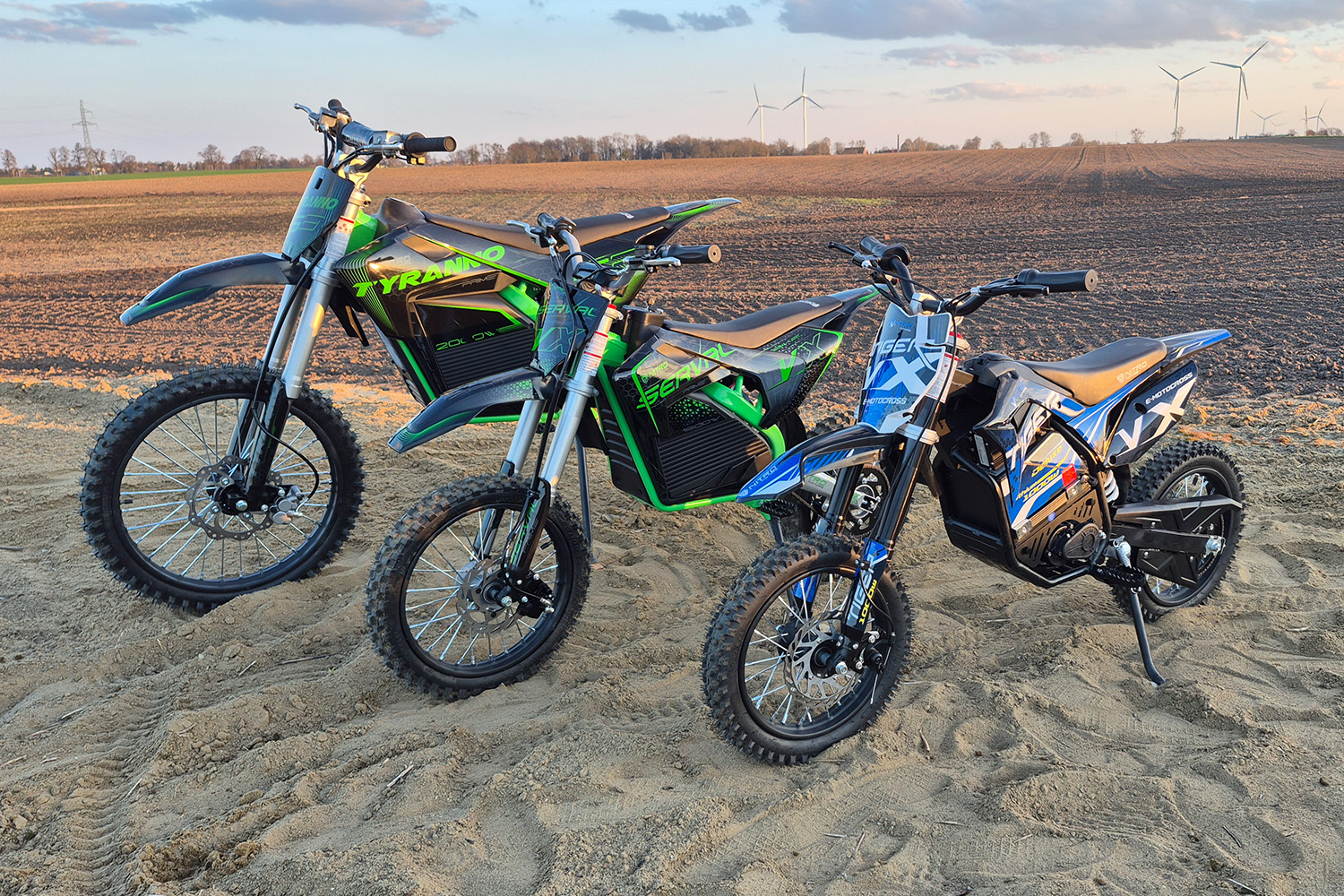 Elektrische Cross Bikes der VX-Modelle von Nitro Motors (Tiger, Serval, Tyranno)