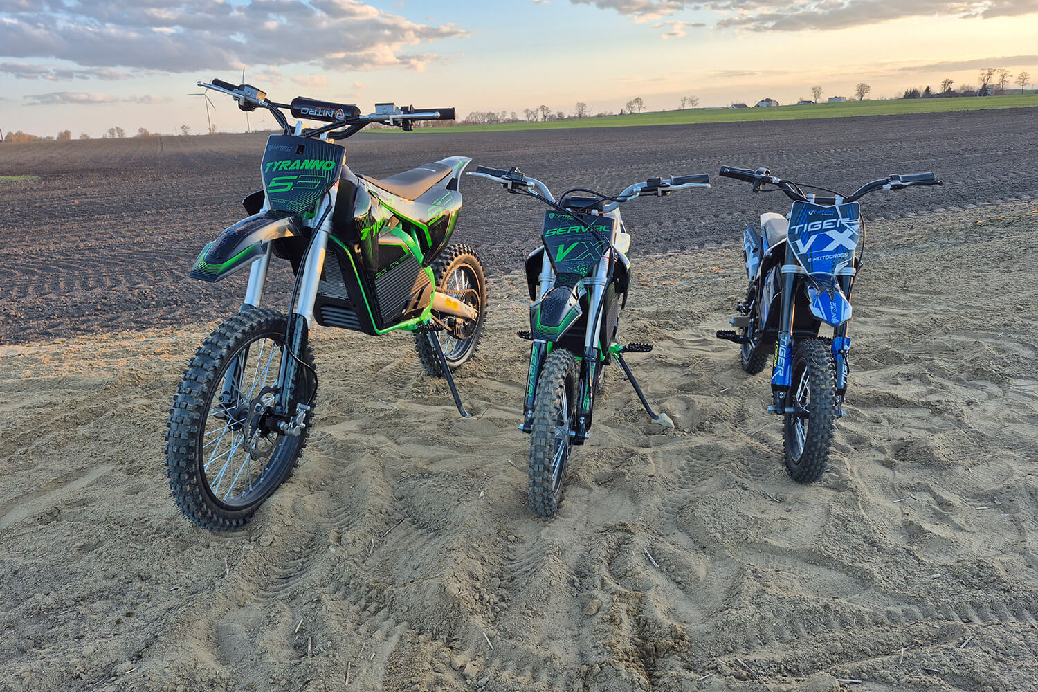 Elektrische Cross Bikes der VX-Modelle von Nitro Motors (Tiger, Serval, Tyranno)