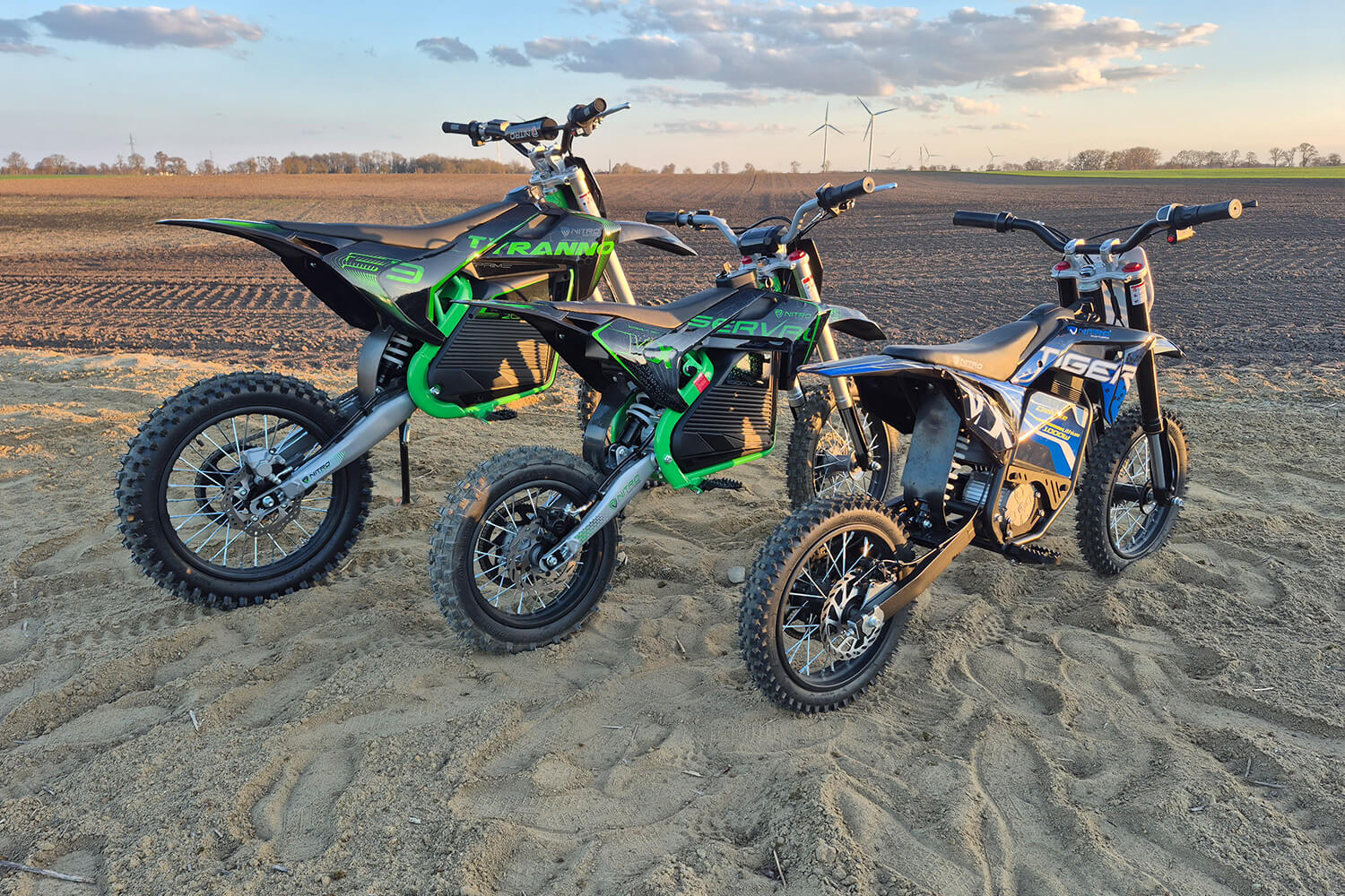 Elektrische Cross Bikes der VX-Modelle von Nitro Motors (Tiger, Serval, Tyranno)
