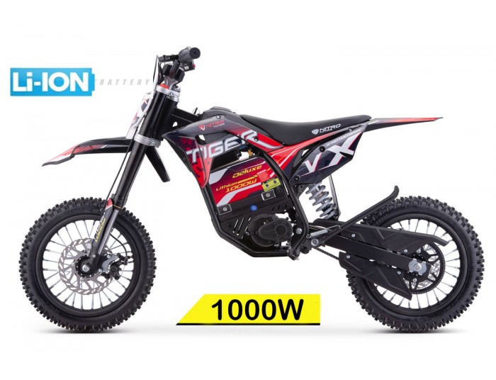 Tiger VX 1000W 36V LI-ION Mini Moto Électrique Cross Enfant moteur à aimant néodyme Lithium-Ion 48V 13Ah 12/12