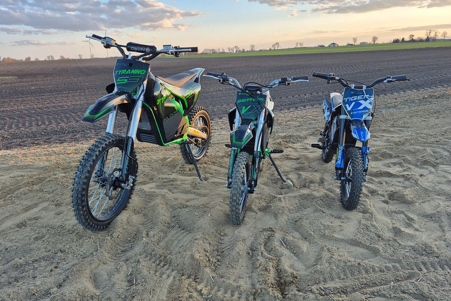 Electric Dirt Bikes VX models from Nitro Motors (Tiger, Serval, Tyranno)