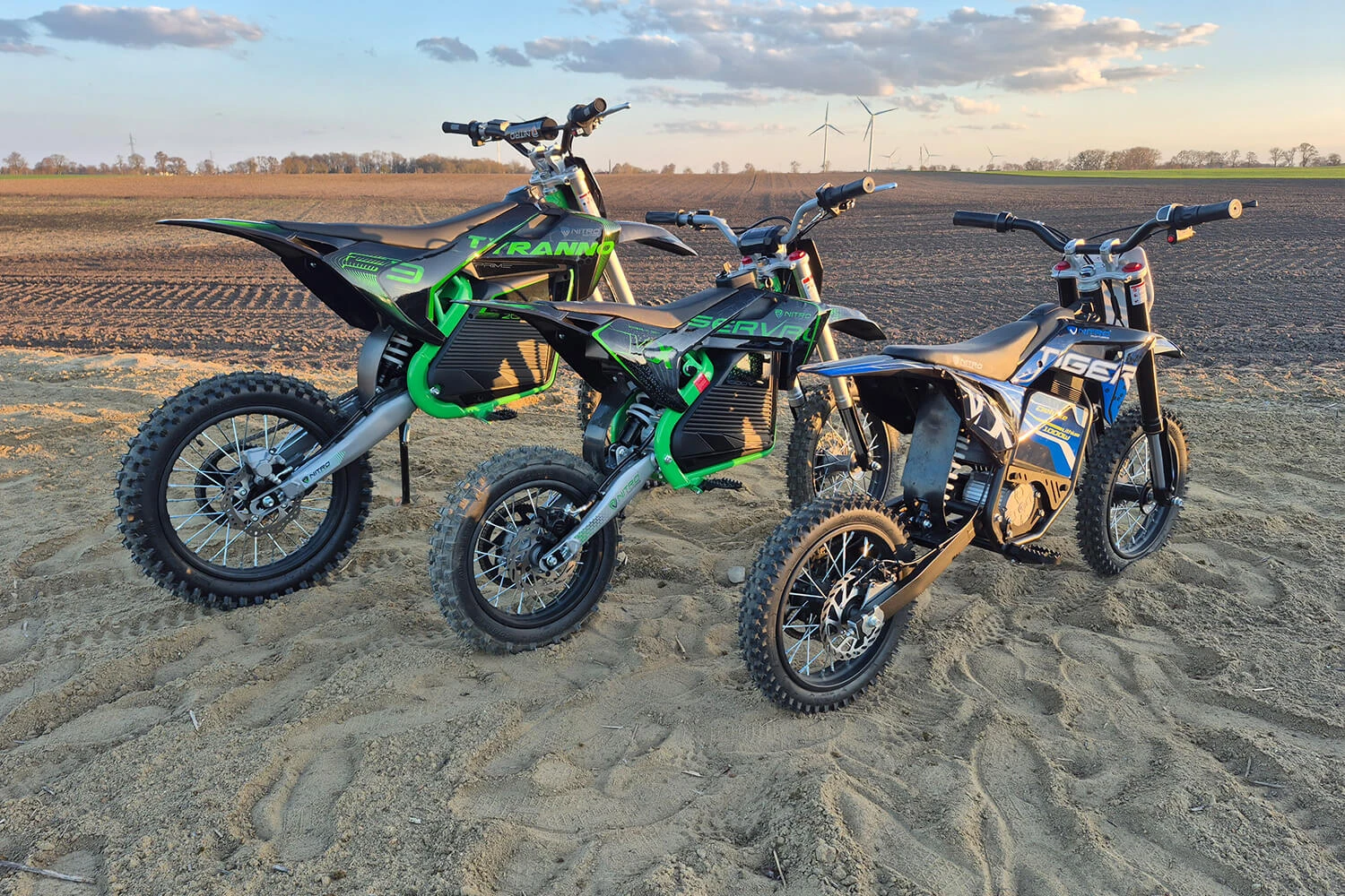 Electric Dirt Bikes VX models from Nitro Motors (Tiger, Serval, Tyranno)