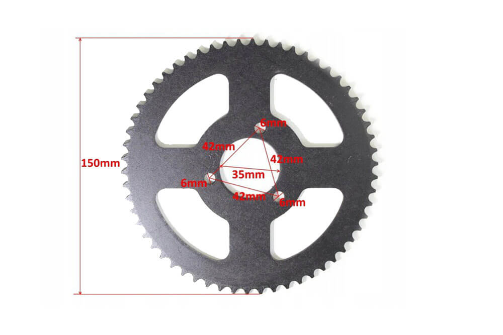 Chain Sprocket,2pcs Stainless Steel 25H 55T 54mm Tooth Rear Sprocket Fits for 47cc 49cc Mini Motorcycle ATV Quad Bike Black
