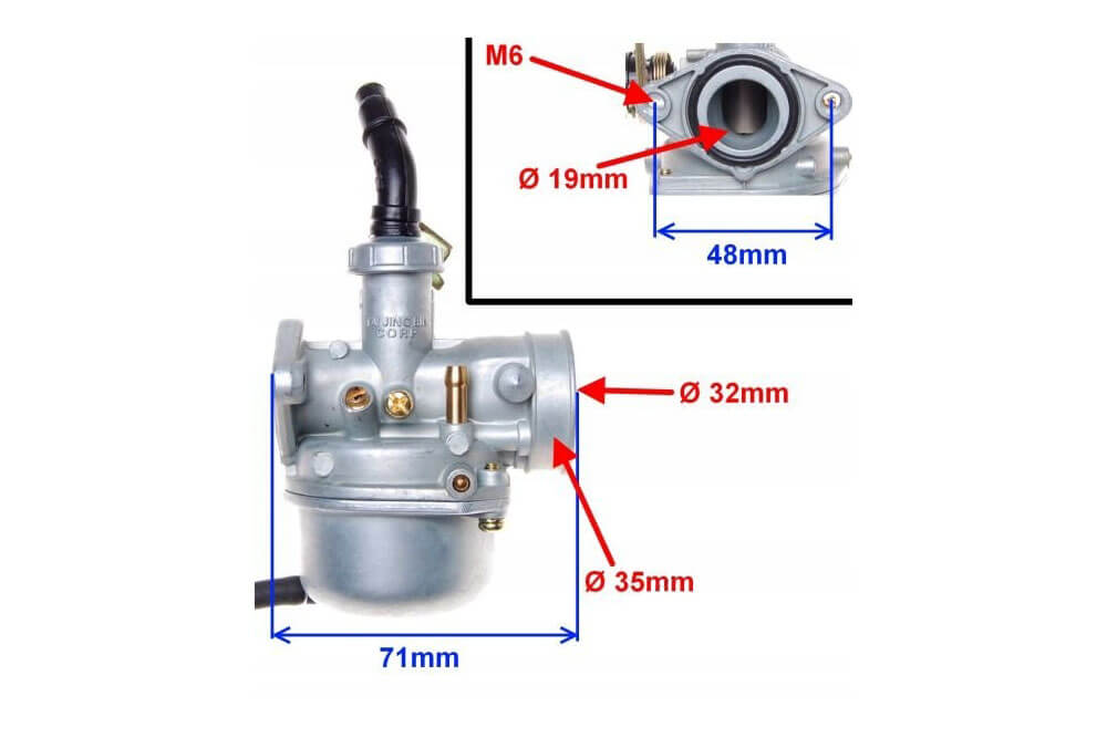 PZ19 Carburetor Kit For 110cc 125cc 135cc ATV Quad Dirt Bike Go Kart - 4-Stroke