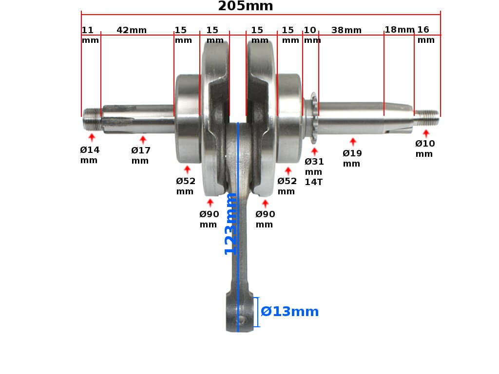 Crankshaft for 110cc, 125cc, Quad, Dirt Bike - Main Image