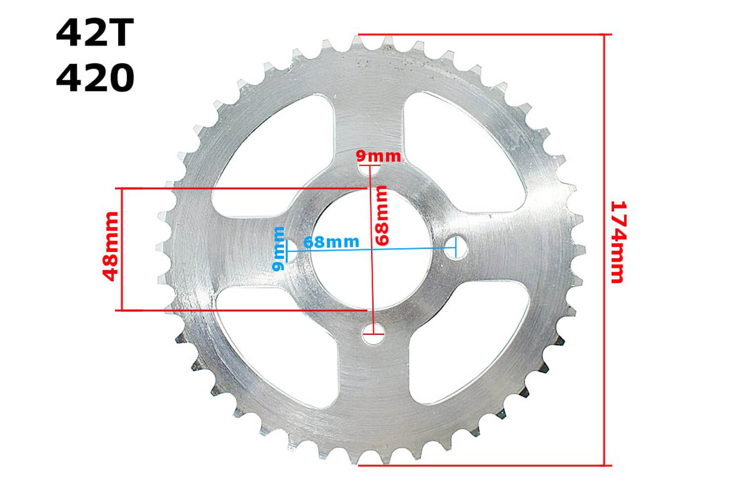 Hinteres Kettenrad 420 42T für 110, 125, Elektro Quad Bike, Cross
