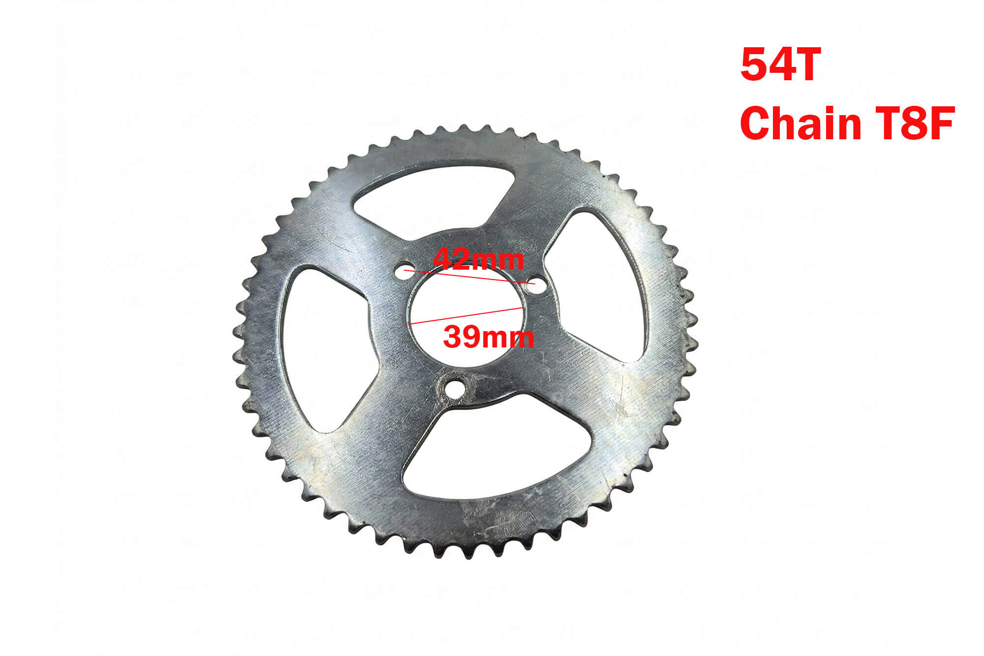 Achtertandwiel 54 tands T8F voor 49, elektrische crossers, mini quad