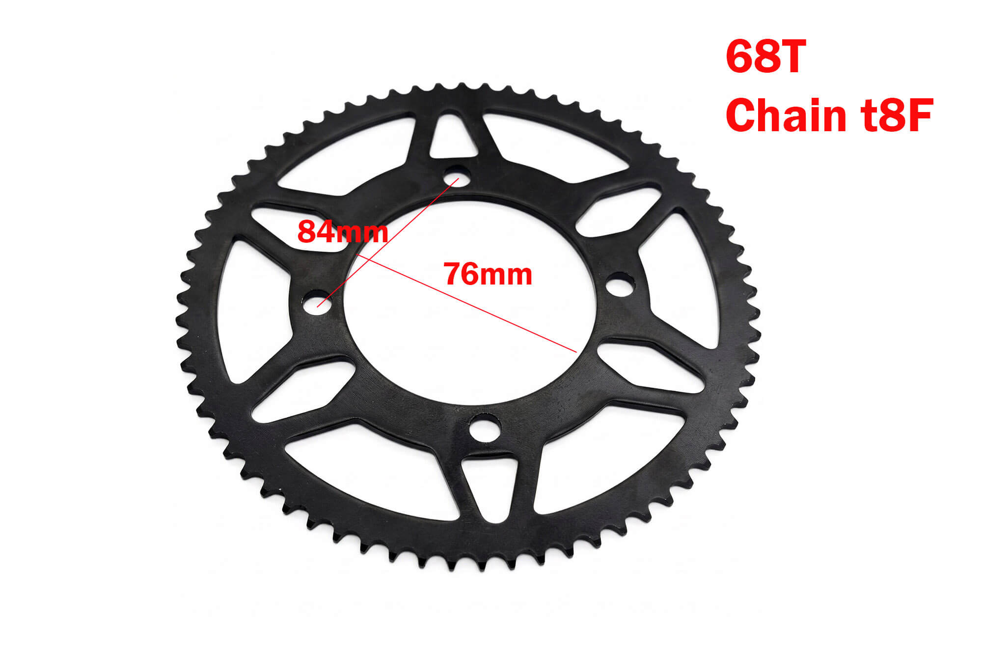 Achtertandwiel 68 tanden T8F voor elektrische Cross Bike Tiger VX van Nitro Motors (Liya)