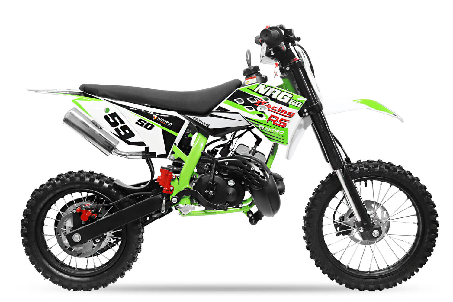 NRG50 49cc vert 12/10 Moto cross enfant moteur 9cv kick starter