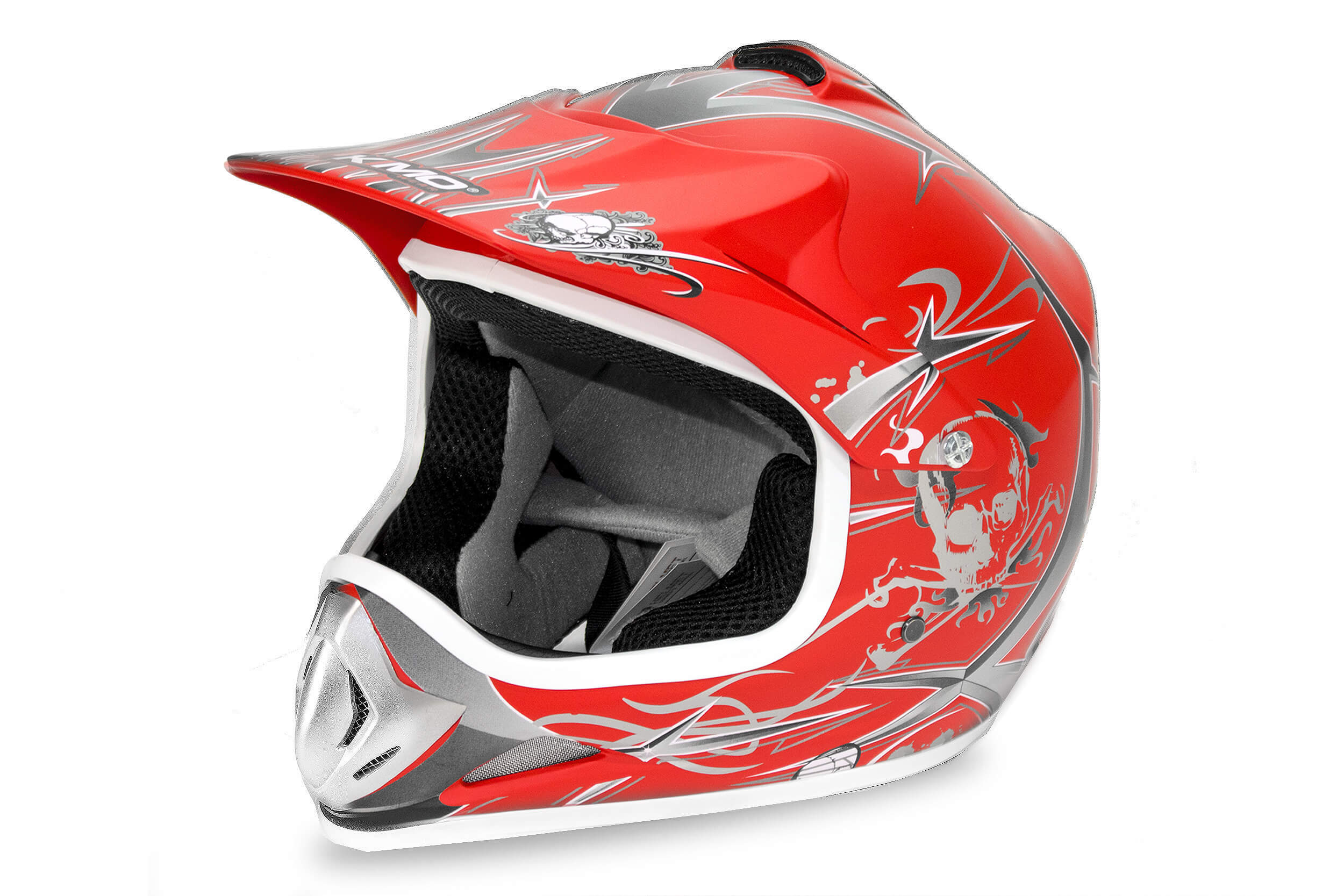 red motocross helmet